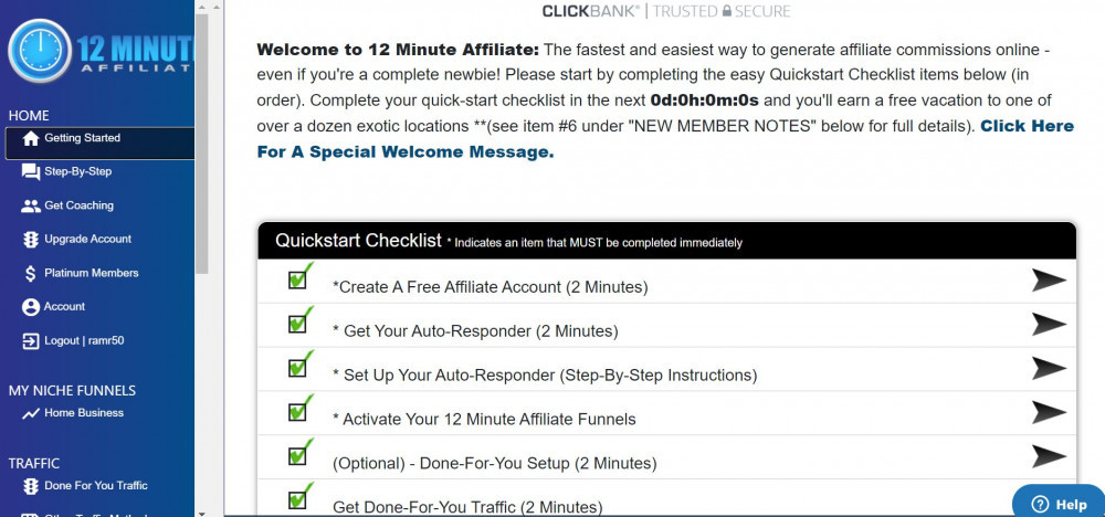 12 Minute Affiliate System Checklist